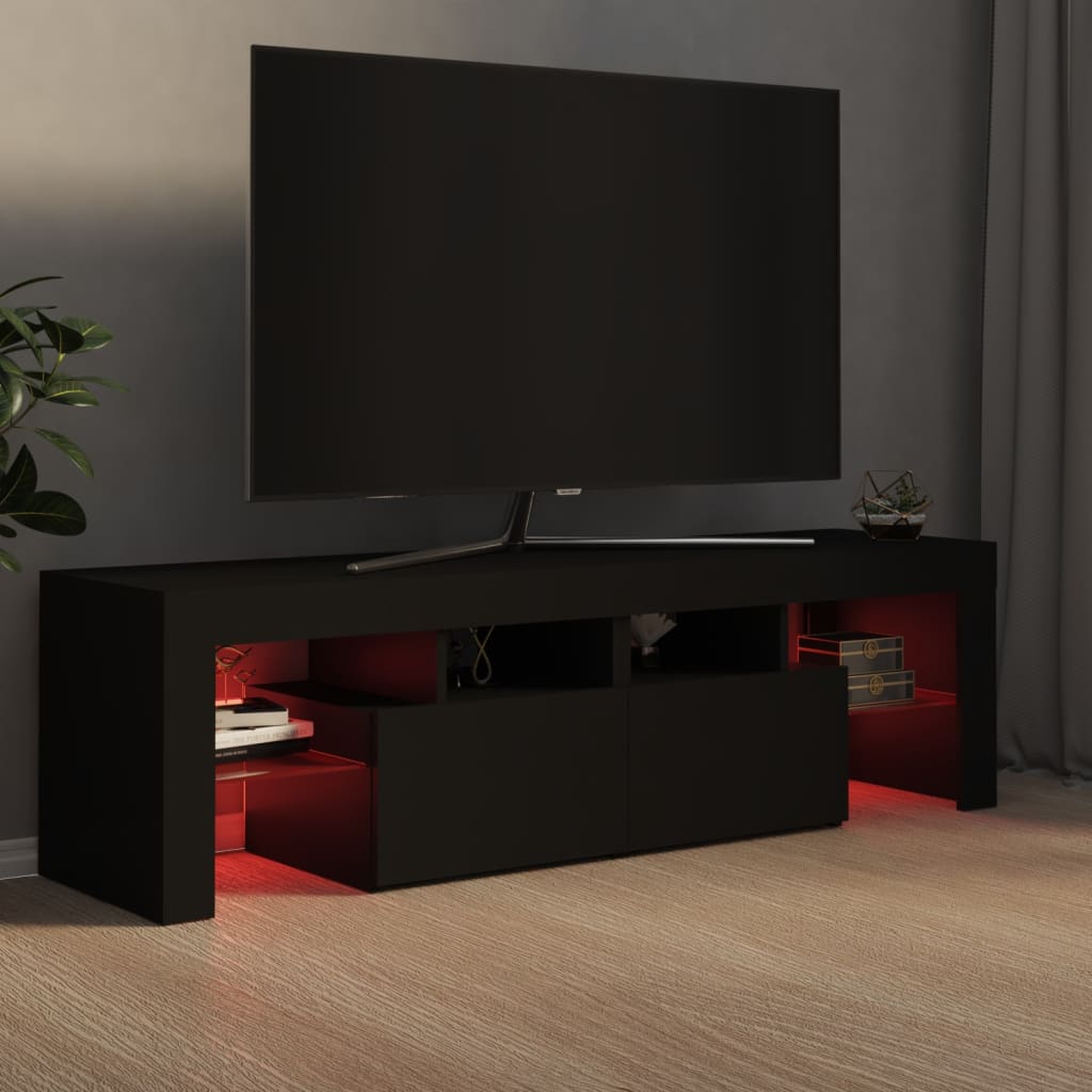 TV-Møbel Svart TV-benk med LED-lys 140x36,5x40 cm