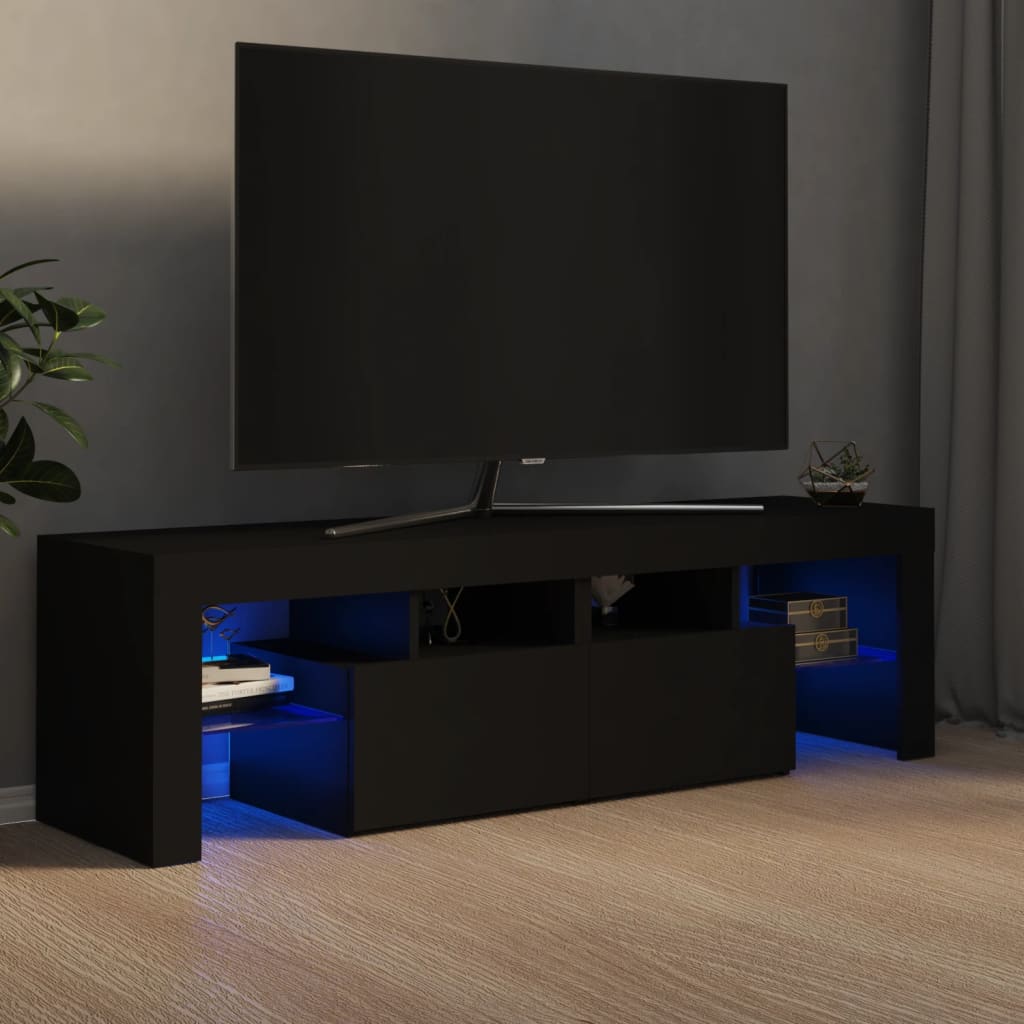 TV-Møbel Svart TV-benk med LED-lys 140x36,5x40 cm