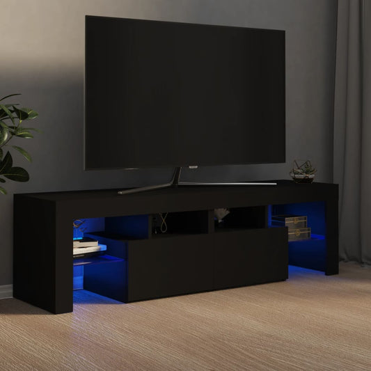 TV-Møbel Svart TV-benk med LED-lys 140x36,5x40 cm