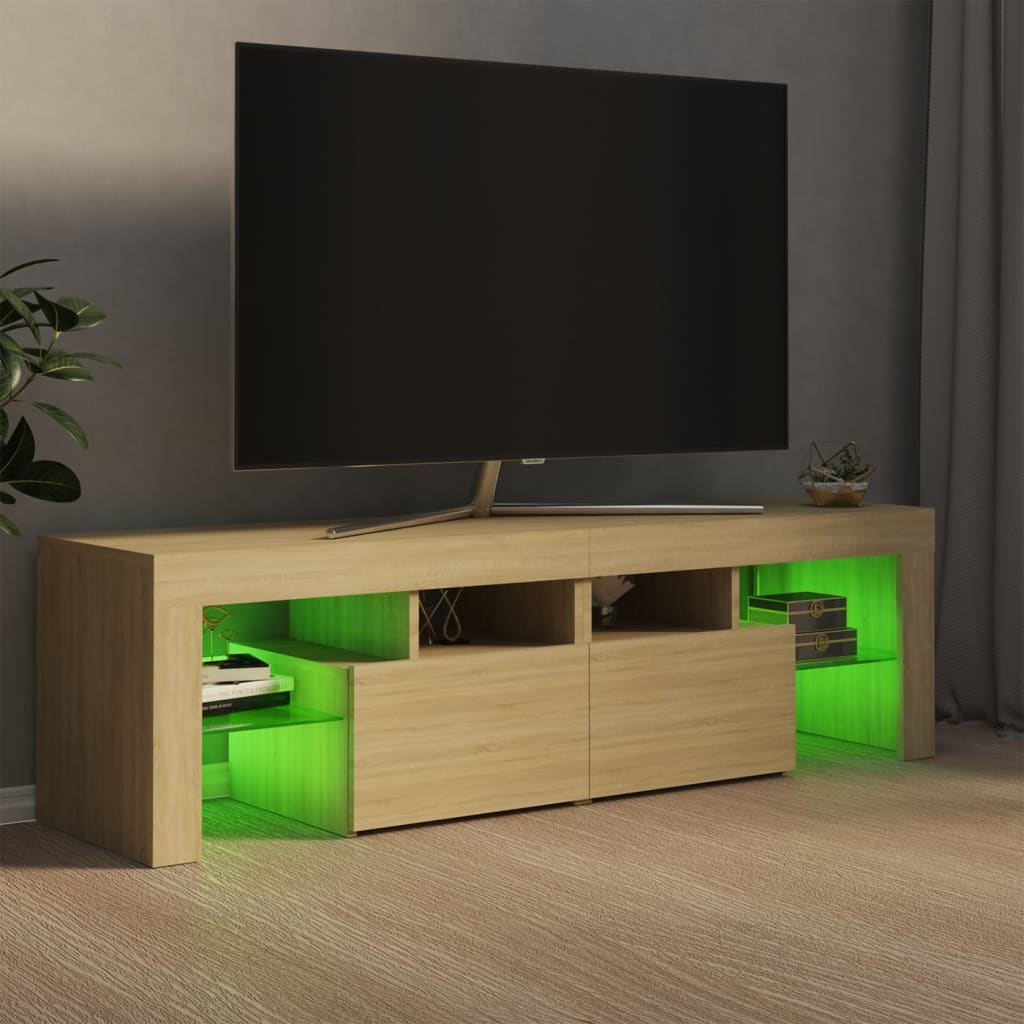 TV-Møbel Sonoma Eik TV-benk med LED-lys 140x36,5x40 cm