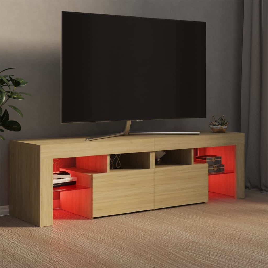TV-Møbel Sonoma Eik TV-benk med LED-lys 140x36,5x40 cm