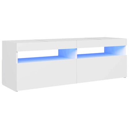 TV-Møbel Hvit TV-benk med LED-lys 120x35x40 cm