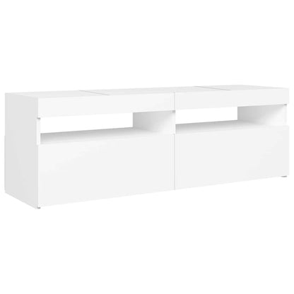 TV-Møbel Hvit TV-benk med LED-lys 120x35x40 cm