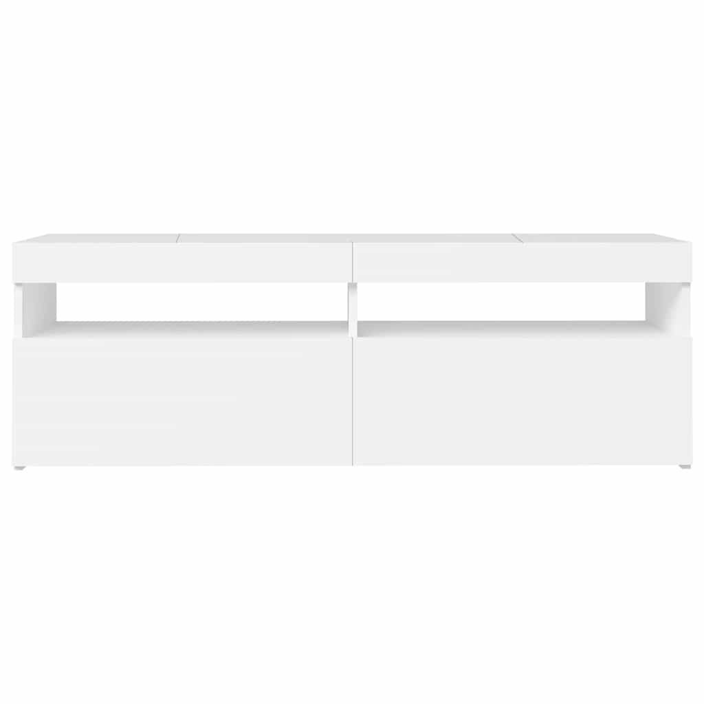 TV-Møbel Hvit TV-benk med LED-lys 120x35x40 cm
