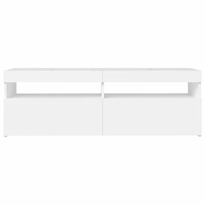 TV-Møbel Hvit TV-benk med LED-lys 120x35x40 cm