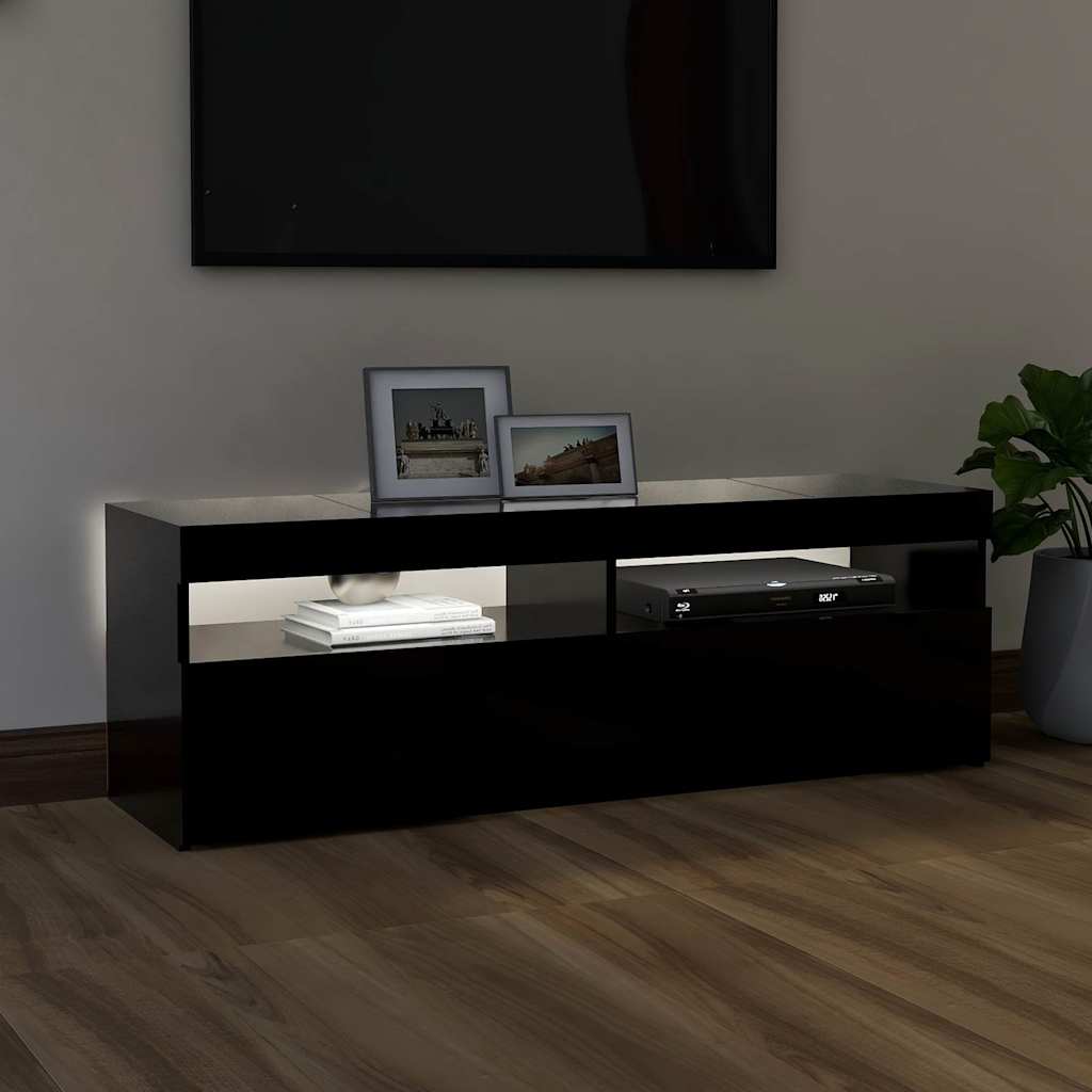 TV-Møbel Svart TV-benk med LED-lys 120x35x40 cm