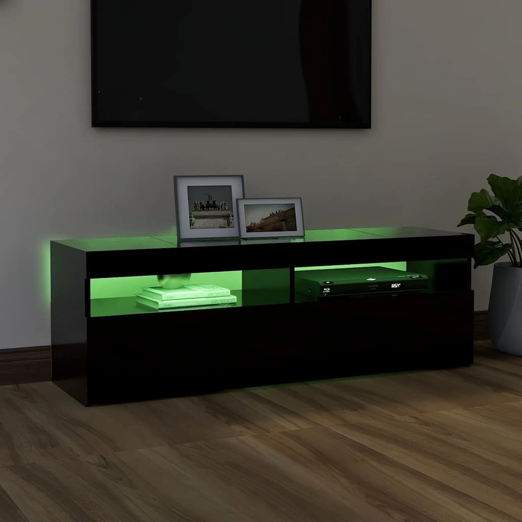 TV-Møbel Svart TV-benk med LED-lys 120x35x40 cm