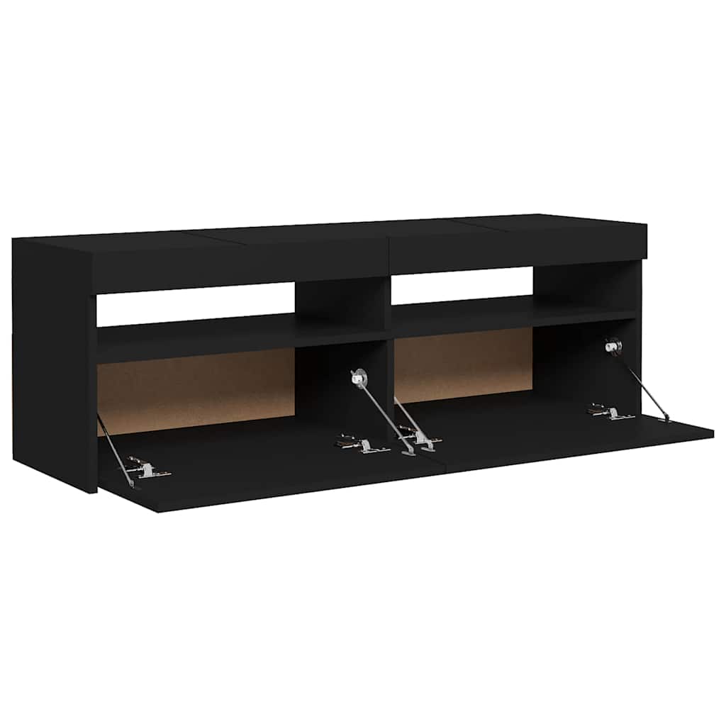 TV-Møbel Svart TV-benk med LED-lys 120x35x40 cm