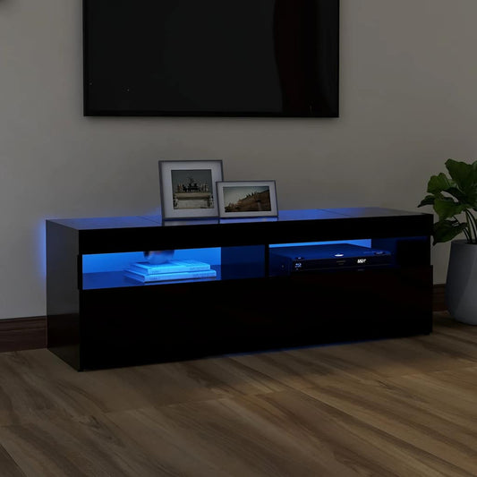 TV-Møbel Svart TV-benk med LED-lys 120x35x40 cm