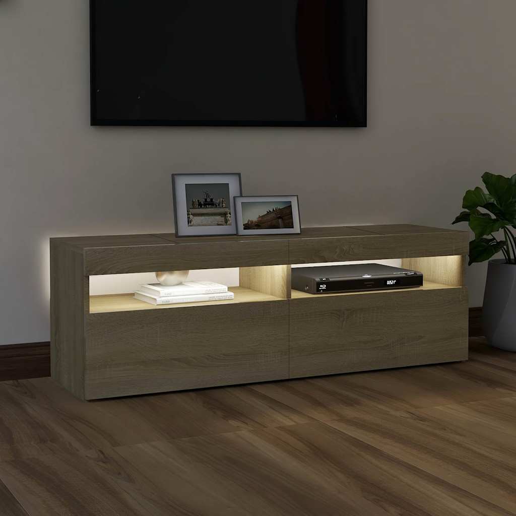 TV-Møbel Sonoma Eik TV-benk med LED-lys 120x35x40 cm