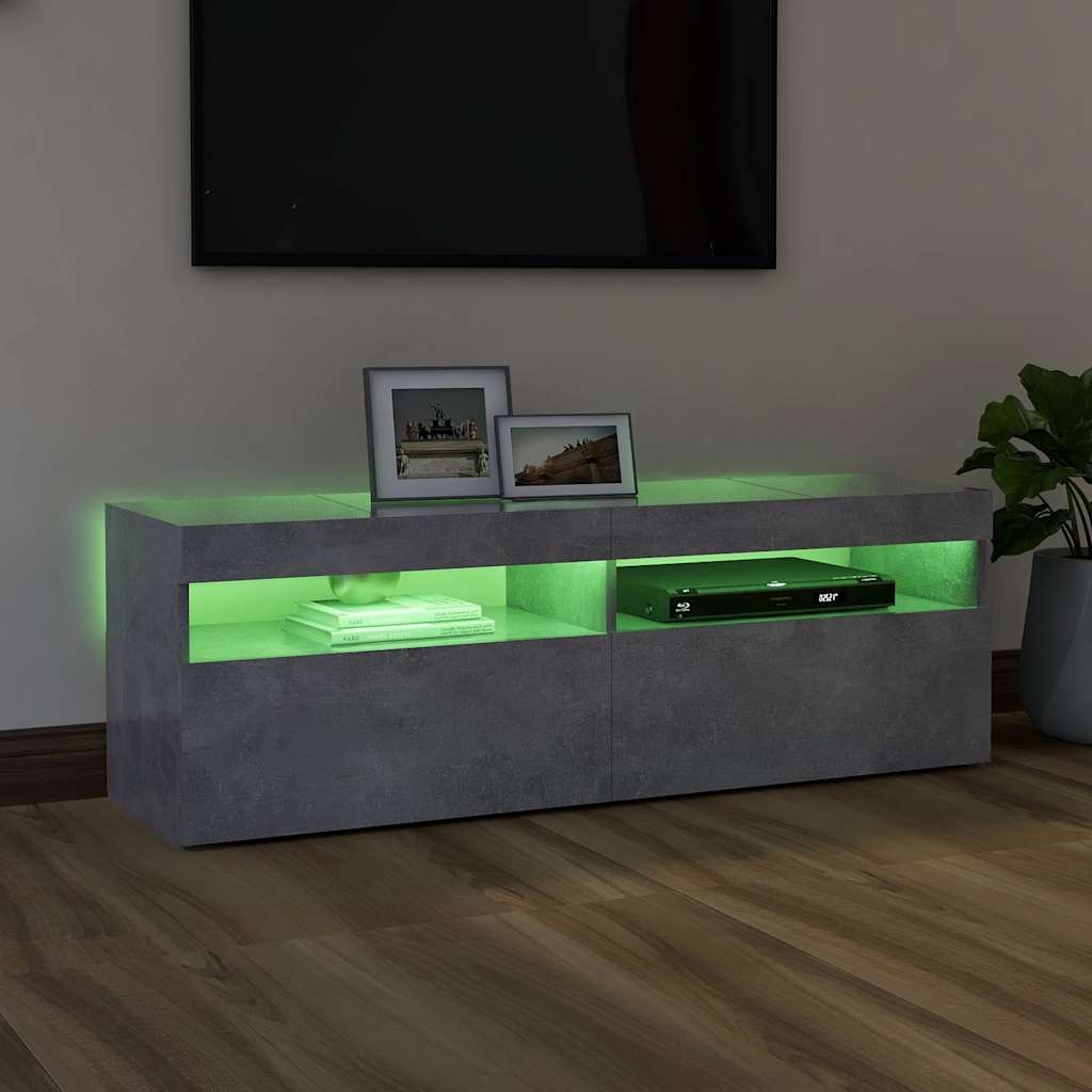 TV-Møbel Betonggrå TV-benk med LED-lys 120x35x40 cm