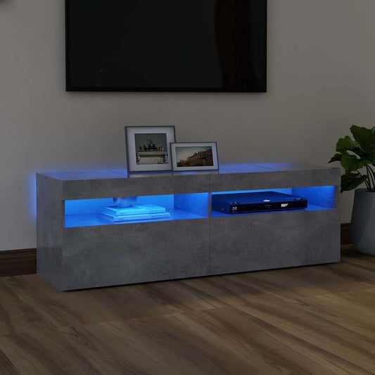 TV-Møbel Betonggrå TV-benk med LED-lys 120x35x40 cm