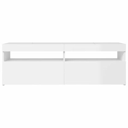 TV-Møbel Høyglans Hvit Tv-benk med LED-lys 120x35x40 cm