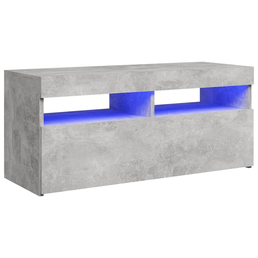 TV-Møbel Betonggrå Tv-benk med LED-lys 90x35x40 cm