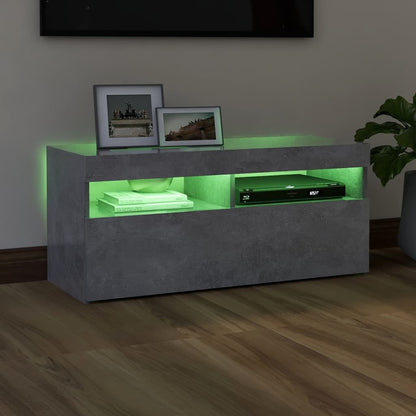 TV-Møbel Betonggrå Tv-benk med LED-lys 90x35x40 cm