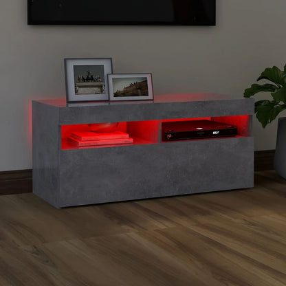 TV-Møbel Betonggrå Tv-benk med LED-lys 90x35x40 cm