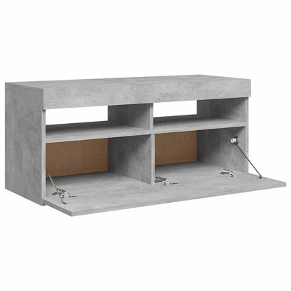 TV-Møbel Betonggrå Tv-benk med LED-lys 90x35x40 cm