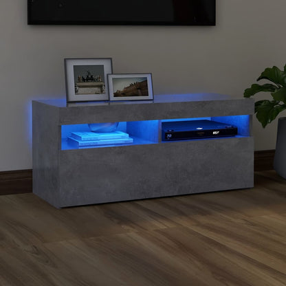 TV-Møbel Betonggrå Tv-benk med LED-lys 90x35x40 cm