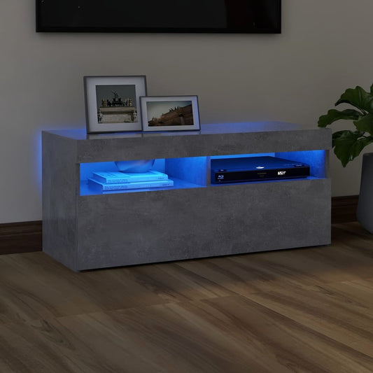 TV-Møbel Betonggrå Tv-benk med LED-lys 90x35x40 cm