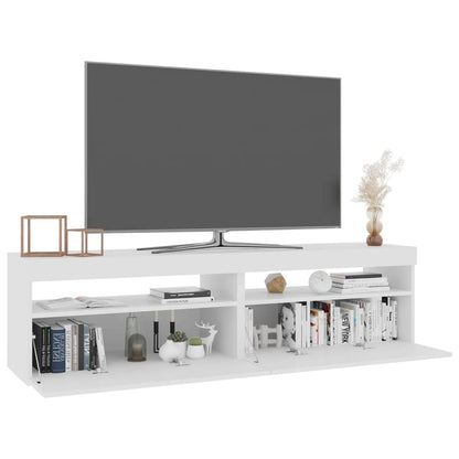TV-Møbel Høyglans Hvit Tv-benker 2 stk med LED-lys 75x35x40 cm