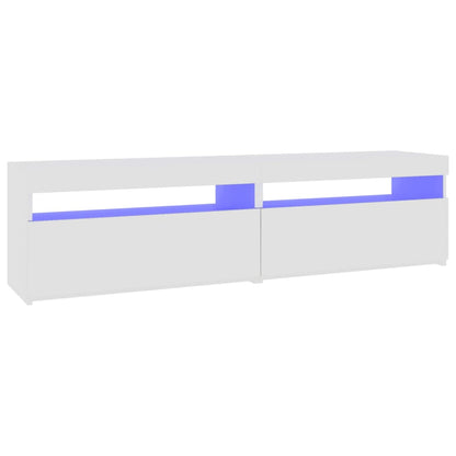 TV-Møbel Høyglans Hvit Tv-benker 2 stk med LED-lys 75x35x40 cm