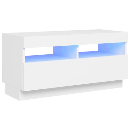 TV-Møbel Hvit TV-benk med LED-lys 80x35x40 cm