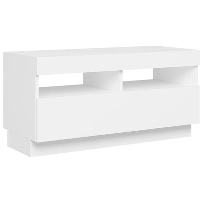 TV-Møbel Hvit TV-benk med LED-lys 80x35x40 cm