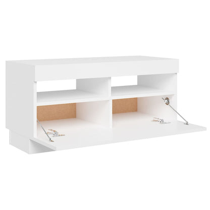 TV-Møbel Hvit TV-benk med LED-lys 80x35x40 cm