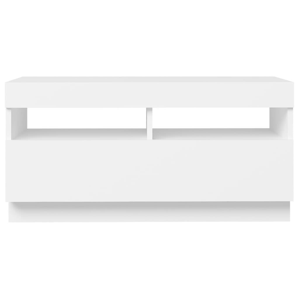 TV-Møbel Hvit TV-benk med LED-lys 80x35x40 cm