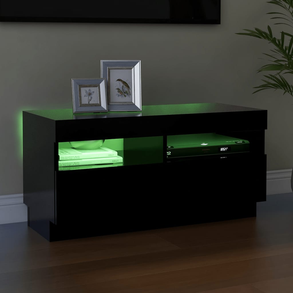 TV-Møbel Svart Tv-benk med LED-lys 80x35x40 cm