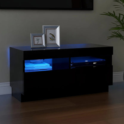TV-Møbel Svart Tv-benk med LED-lys 80x35x40 cm
