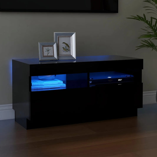 TV-Møbel Svart Tv-benk med LED-lys 80x35x40 cm