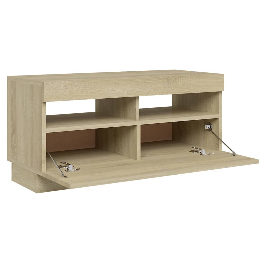 TV-Møbel Sonoma Eik TV-benk med LED-lys 80x35x40 cm