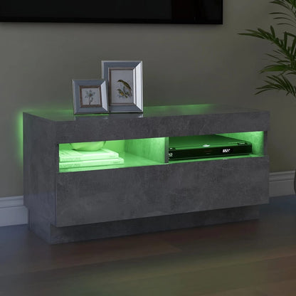 TV-Møbel Betonggrå TV-benk med LED-lys 80x35x40 cm