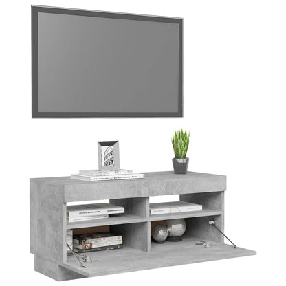 TV-Møbel Betonggrå TV-benk med LED-lys 80x35x40 cm