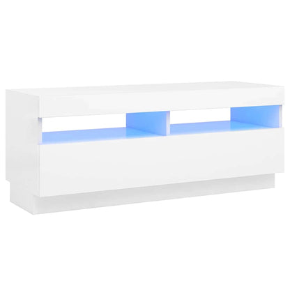 TV-Møbel Hvit TV-benk med LED-lys 100x35x40 cm