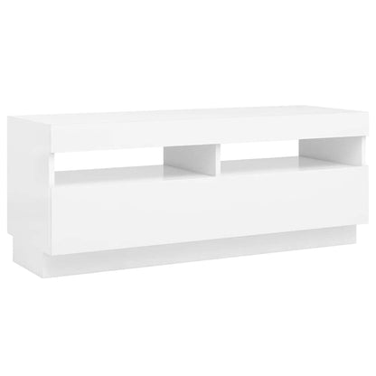 TV-Møbel Hvit TV-benk med LED-lys 100x35x40 cm