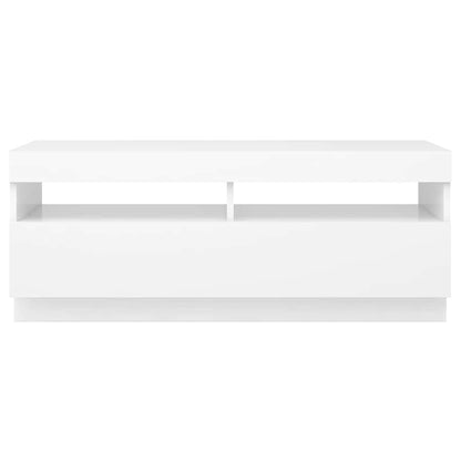 TV-Møbel Hvit TV-benk med LED-lys 100x35x40 cm
