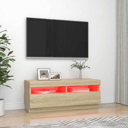 TV-Møbel Sonoma Eik TV-benk med LED-lys 100x35x40 cm