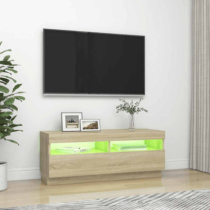 TV-benk med LED-lys sonoma eik 100x35x40 cm