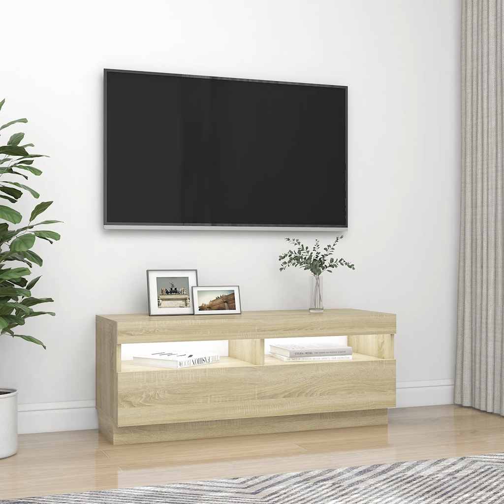 TV-Møbel Sonoma Eik TV-benk med LED-lys 100x35x40 cm
