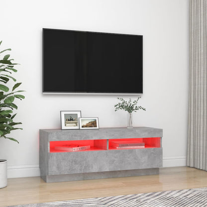 TV-Møbel Betonggrå TV-benk med LED-lys 100x35x40 cm