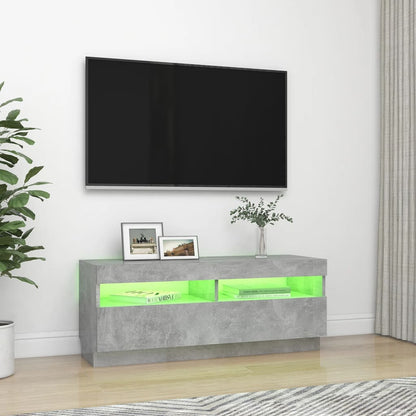 TV-Møbel Betonggrå TV-benk med LED-lys 100x35x40 cm