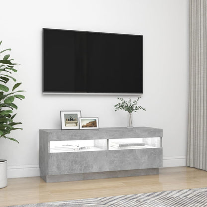 TV-Møbel Betonggrå TV-benk med LED-lys 100x35x40 cm