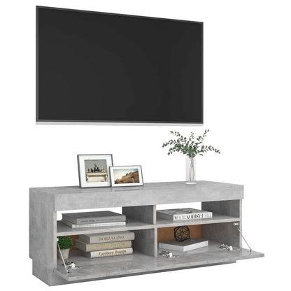 TV-Møbel Betonggrå TV-benk med LED-lys 100x35x40 cm