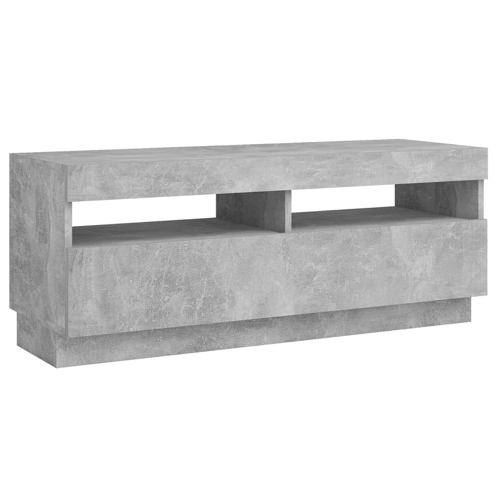 TV-Møbel Betonggrå TV-benk med LED-lys 100x35x40 cm