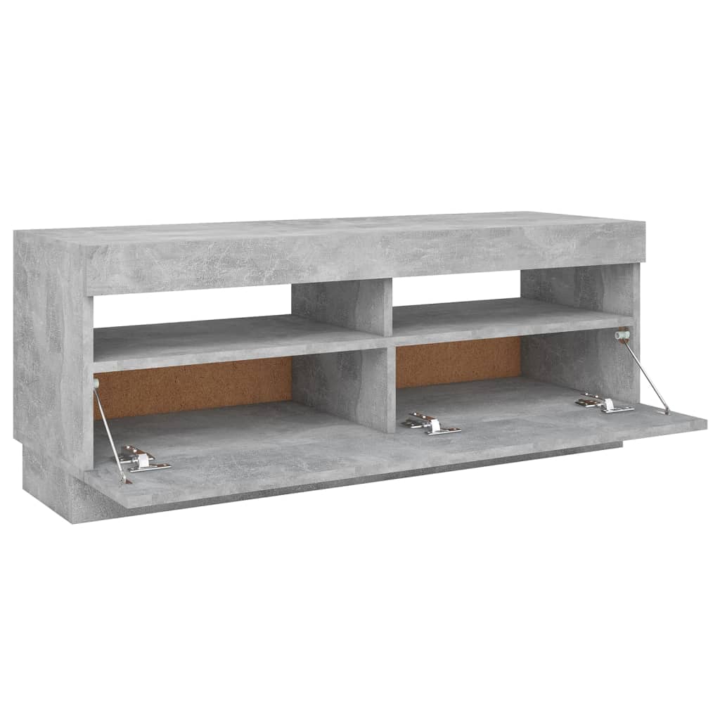 TV-Møbel Betonggrå TV-benk med LED-lys 100x35x40 cm