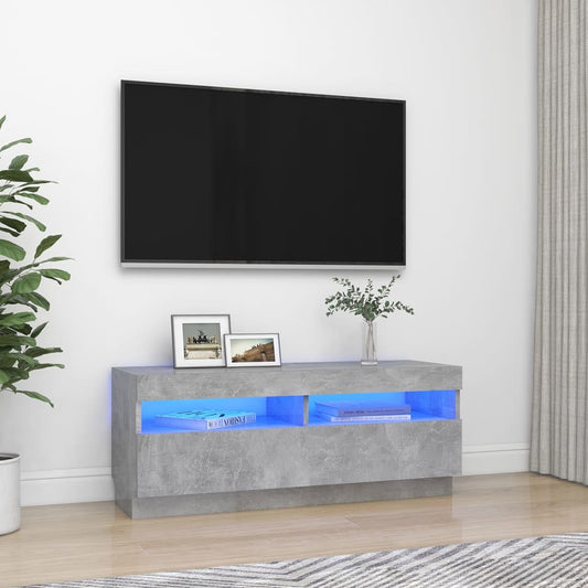 TV-Møbel Betonggrå TV-benk med LED-lys 100x35x40 cm