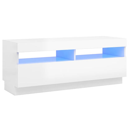 TV-Møbel Høyglans Hvit TV-benk med LED-lys 100x35x40 cm