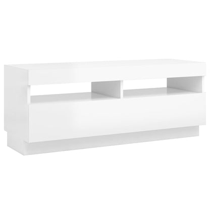 TV-Møbel Høyglans Hvit TV-benk med LED-lys 100x35x40 cm